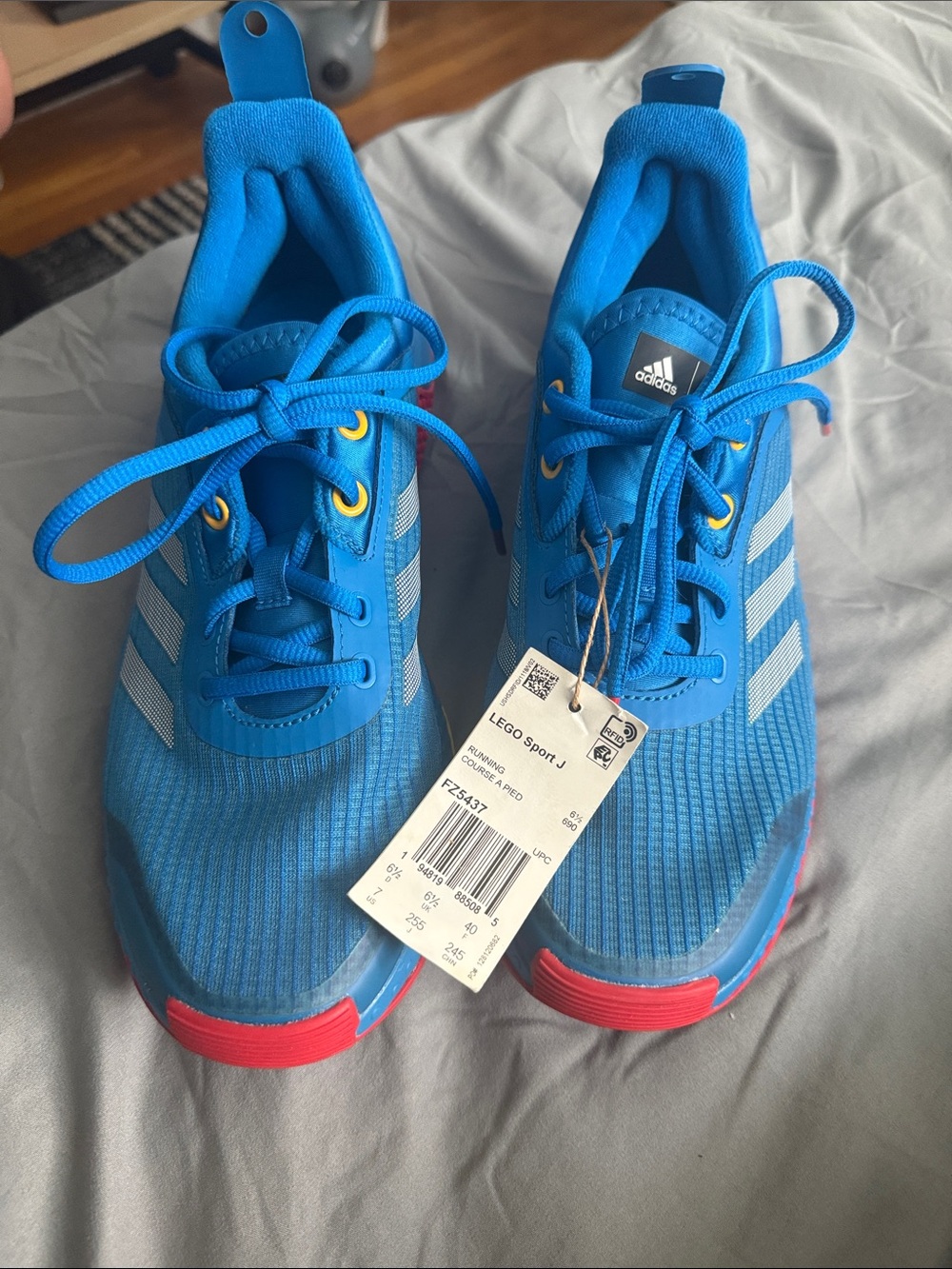 adidas Bright Blue Running Shoes with Pink Toe Caps